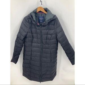 American Eagle outfitters downfilled black long puffer coat w/removable hood XL